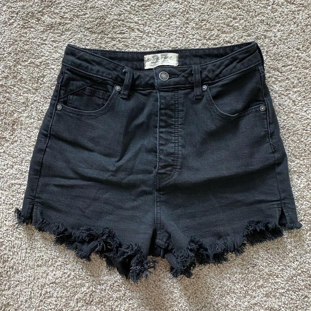Free People We the Free Black Jean Shorts